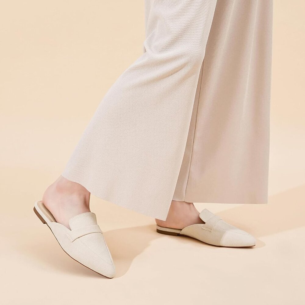 Slip On Mules for Women Open Back Closed Pointed Toe Flats Womens Business Work - Picture 5 of 5